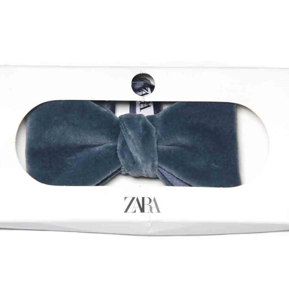 NEW Zara Cotton Velour Bow Tie Green Men's Size Medium Adjustable Pre-tied